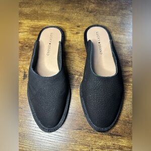 Lucky Brand Women’s Arvy Black Genuine Suede Mules
